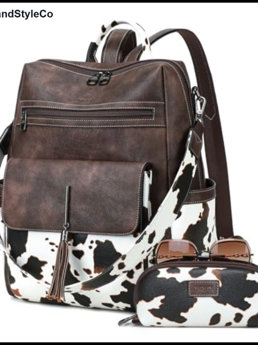PU Leather Backpack Purse for Women Tassel Large Casual Daypack